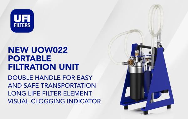 NEW UOW022 PORTABLE FILTRATION UNIT
DOUBLE HANDLE FOR EASY AND SAFE TRANSPORTATION
LONG LIFE FILTER ELEMENT
VISUAL CLOGGING INDICATOR